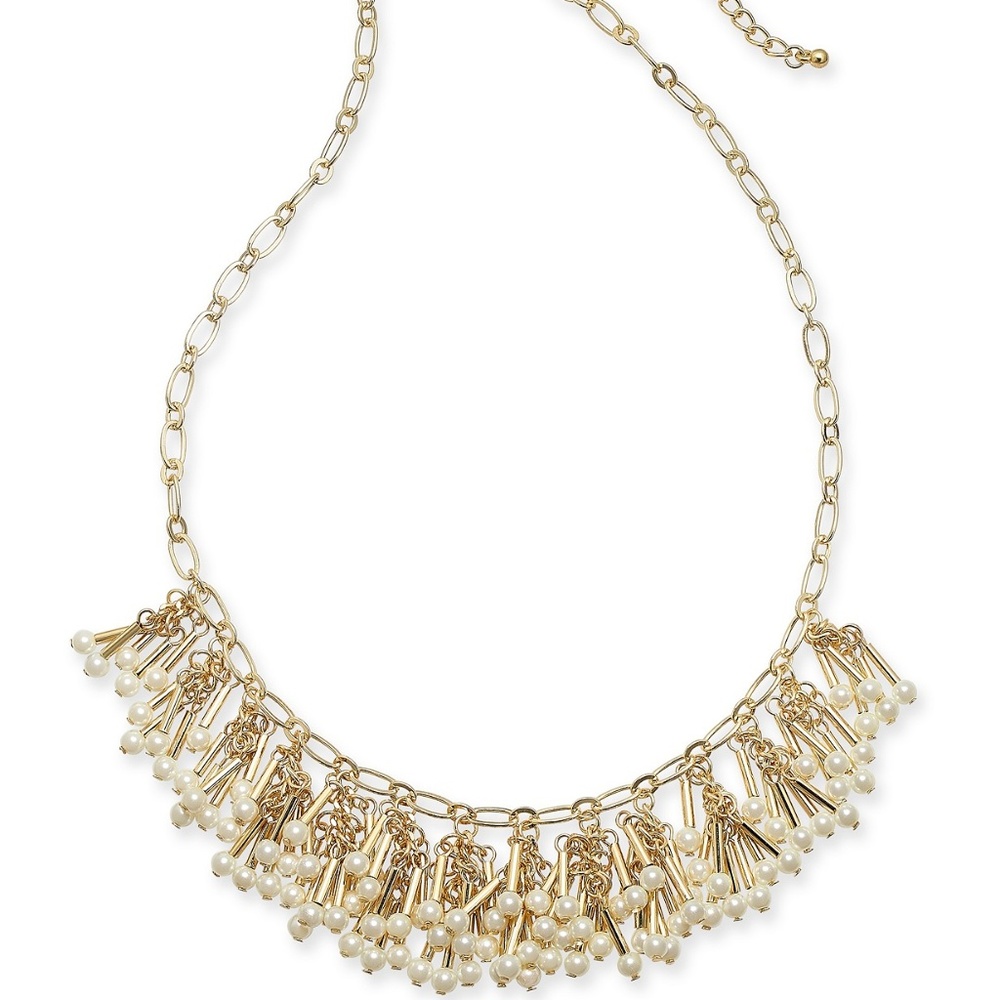 Gold-Tone Imitation Pearl Shaky Statement Necklace
